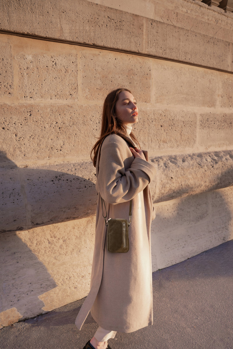 Laila Suede Shoulder Bag - Taupe