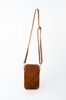Bolso de hombro Laila de ante - Marrón