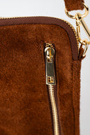 Bolso de hombro Laila de ante - Marrón