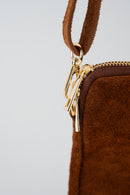 Bolso de hombro Laila de ante - Marrón