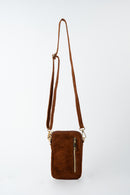 Bolso de hombro Laila de ante - Marrón