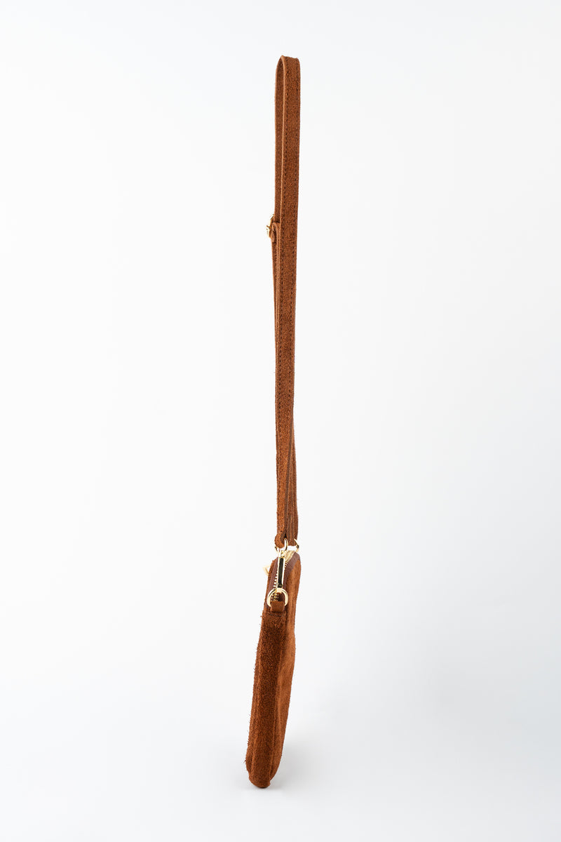 Bolso de hombro Laila de ante - Marrón