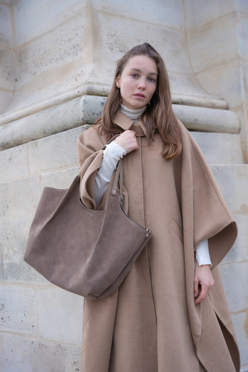 Bolso de hombro Ceto de ante - Taupe