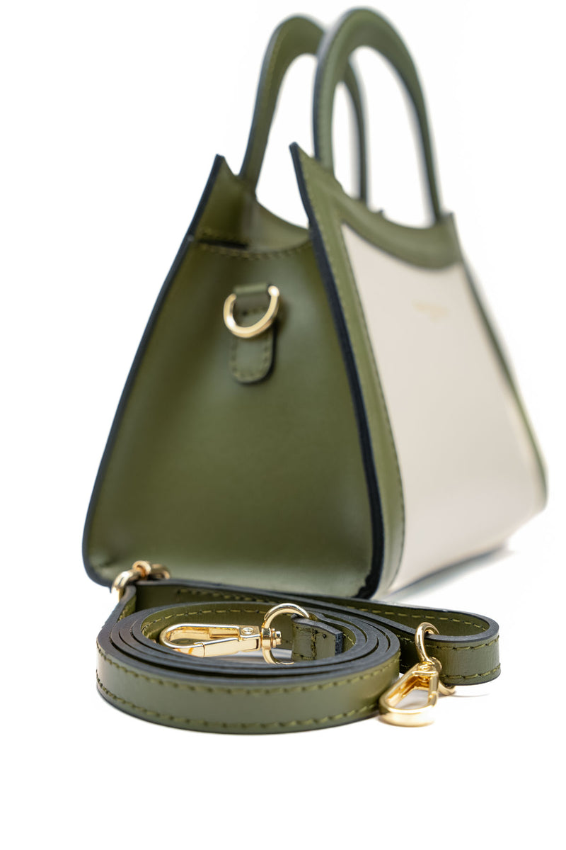 Milano Crossbody Bag - Beige/Bottle Green