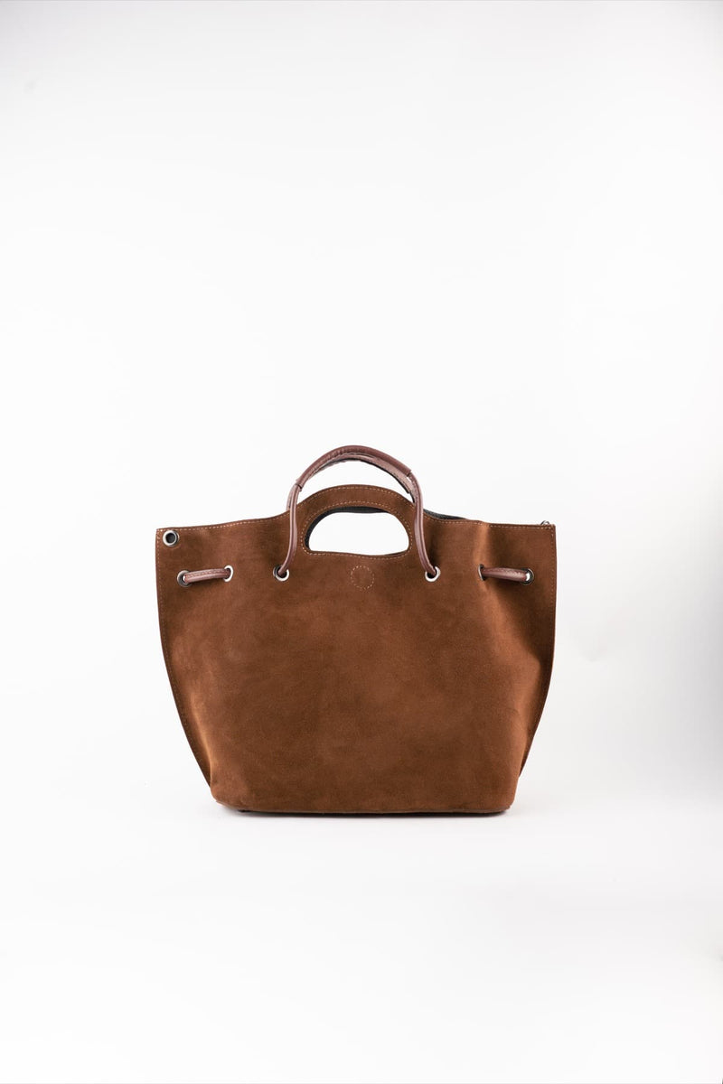 Plum Suede Handbag - Brown
