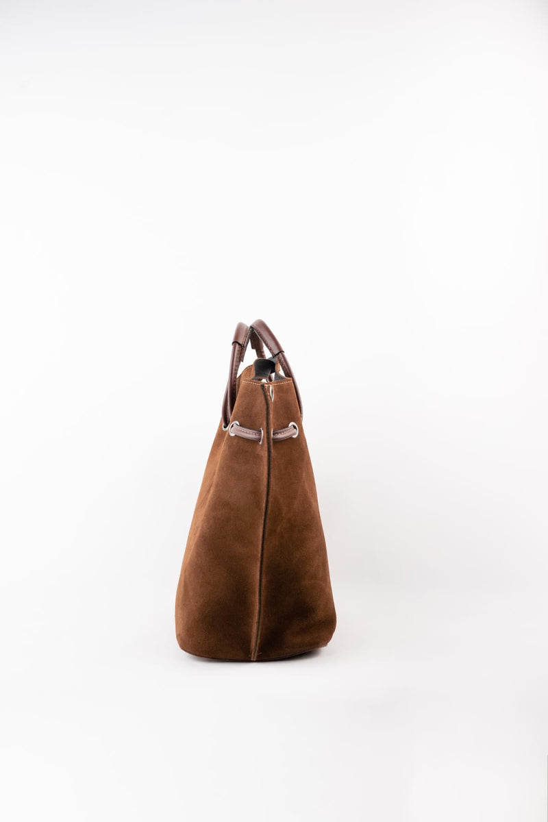 Plum Suede Handbag - Brown