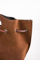 Plum Suede Handbag - Brown