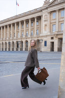 Plum Suede Handbag - Brown