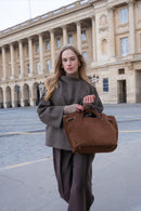 Plum Suede Handbag - Brown