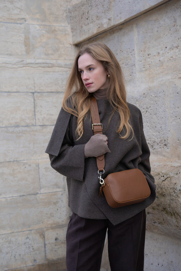 Bolso de hombro Saga - Camel oscuro