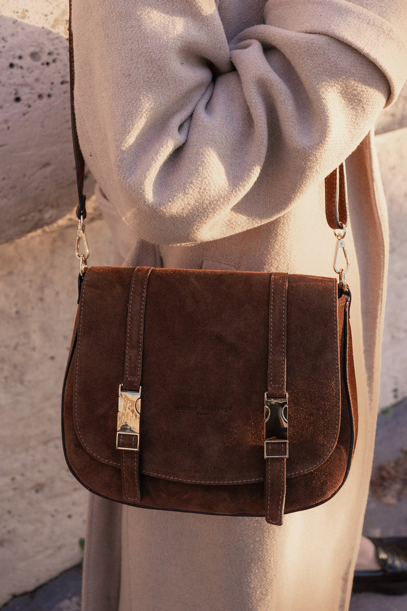 Sac Besace Tex Full Suede - Marron