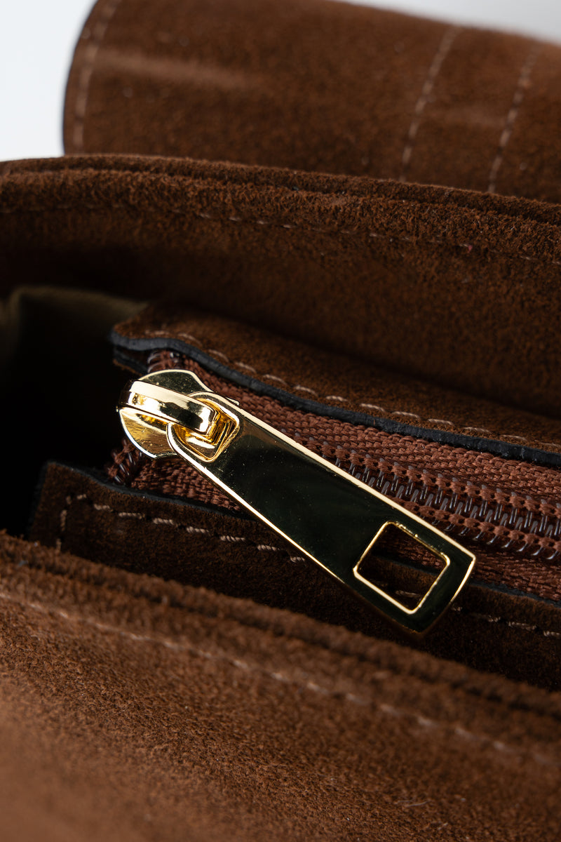 Sac Besace Tex Full Suede - Marron