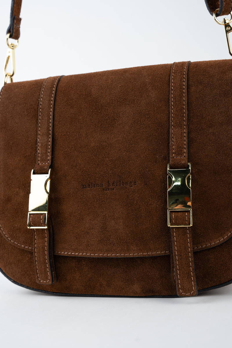 Sac Besace Tex Full Suede - Marron