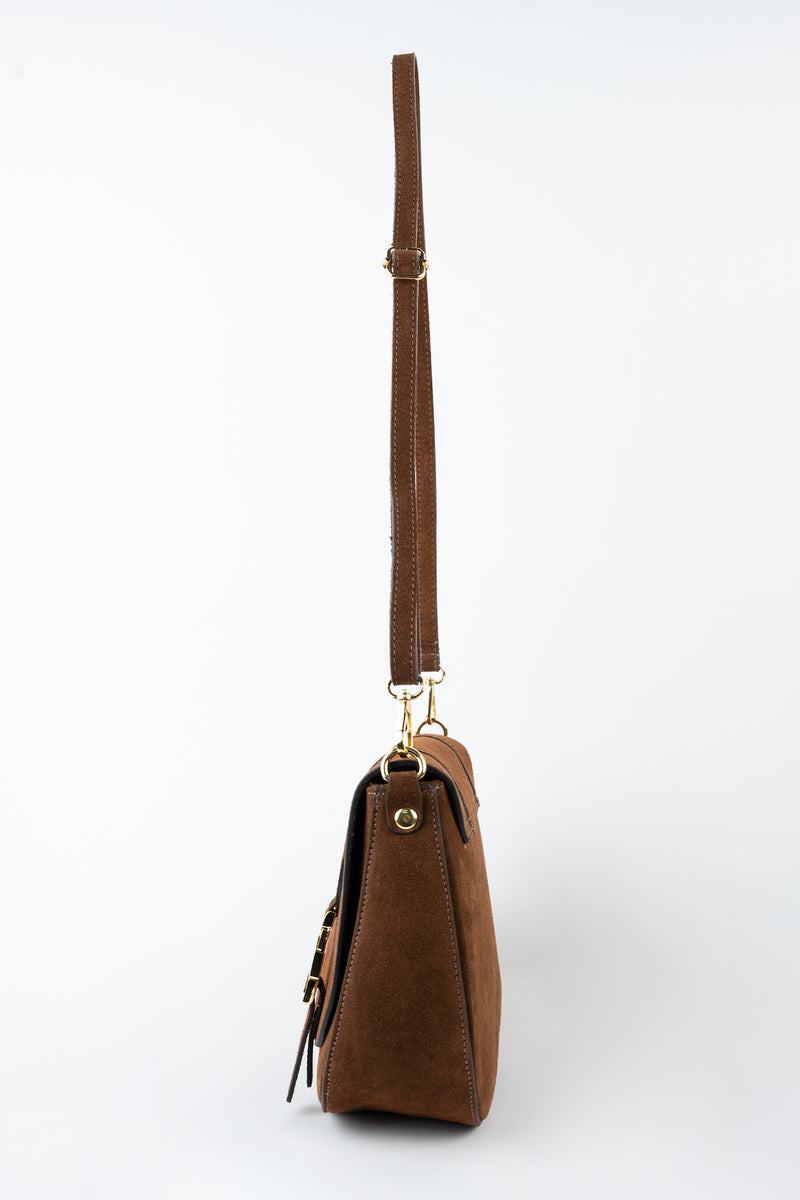 Sac Besace Tex Full Suede - Marron