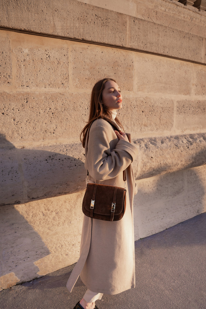 Sac Besace Tex Full Suede - Marron