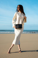 Aela Croco Crossbody Bag - Black
