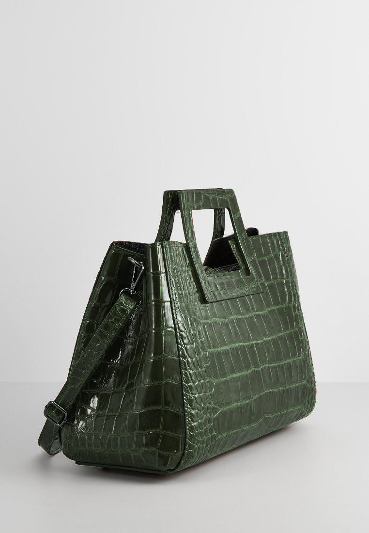 Sac A Main Jane Croco - Vert Bouteille - Femme