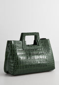 Borsa a mano Jane Croco - Verde bottiglia