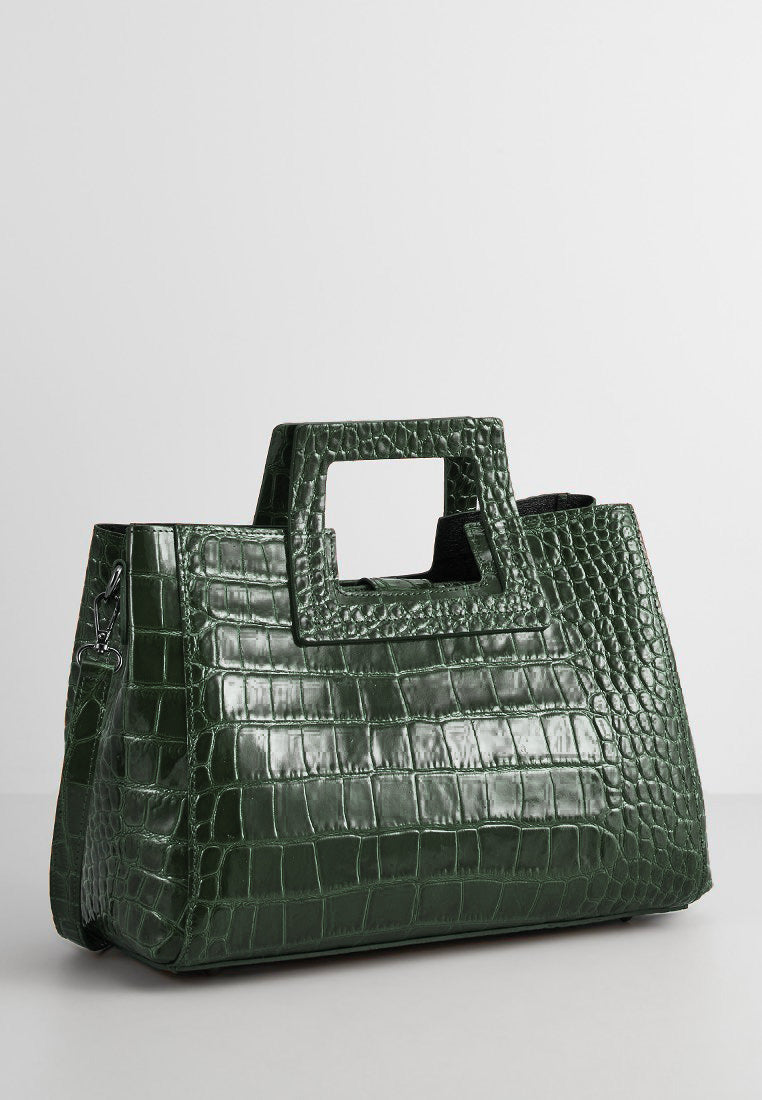 Sac A Main Jane Croco - Vert Bouteille - Femme