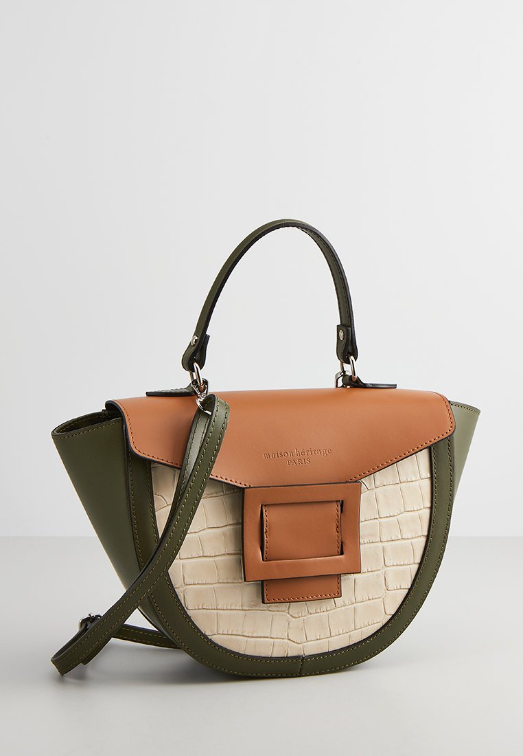 Votti Croco Crossbody Bag - Green/Beige