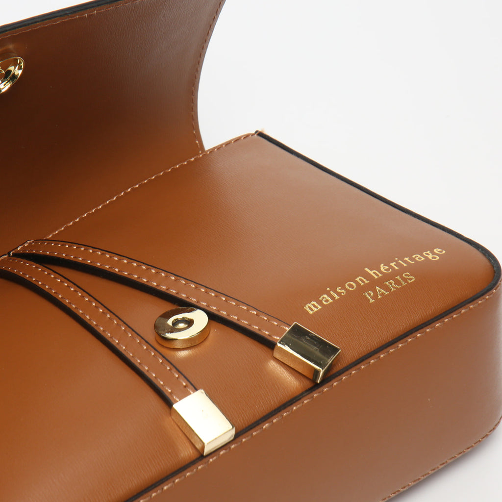 Sac Bandouliere Aela Box - Camel Fonce