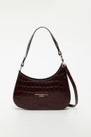 Sac Porte Epaule Aline Croco - Bordeaux
