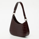 Sac Porte Epaule Aline Croco - Bordeaux