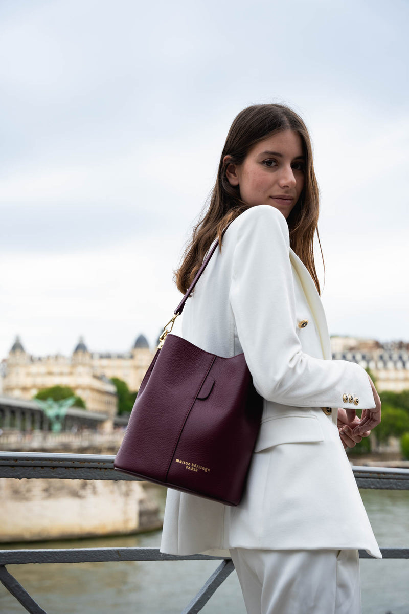 Sac Porte Epaule Bruna Graine - Bordeaux