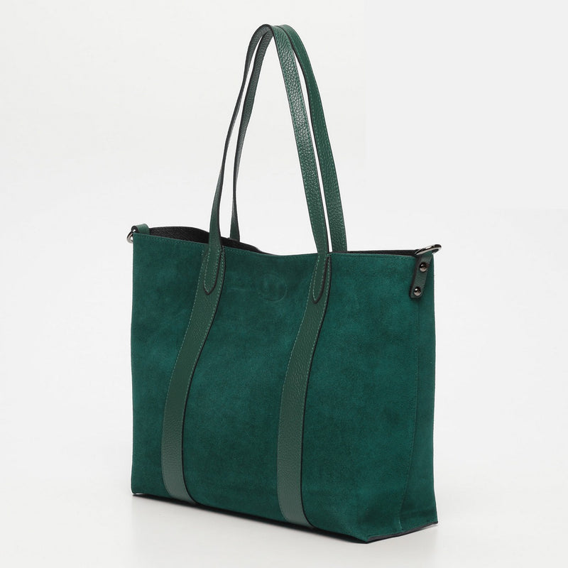 Sac Porte Epaule Elis Suede - Vert Bouteille