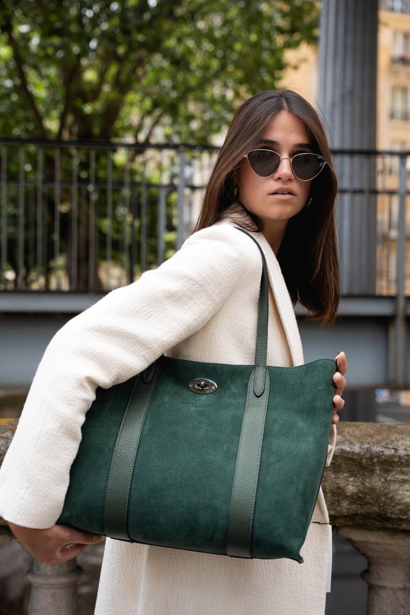 Sac Porte Epaule Elis Suede - Vert Bouteille