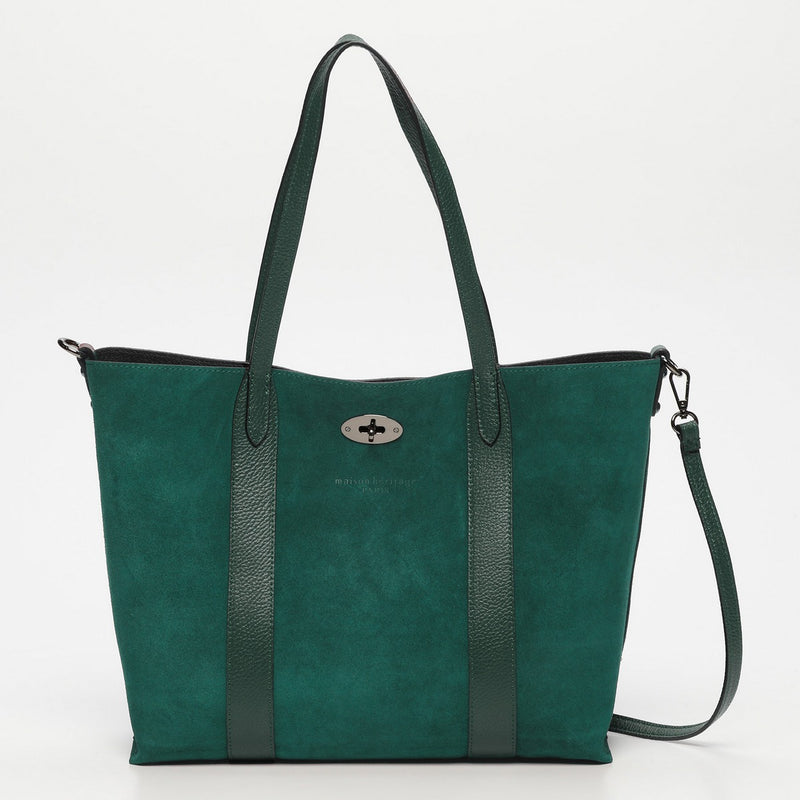 Sac Porte Epaule Elis Suede - Vert Bouteille