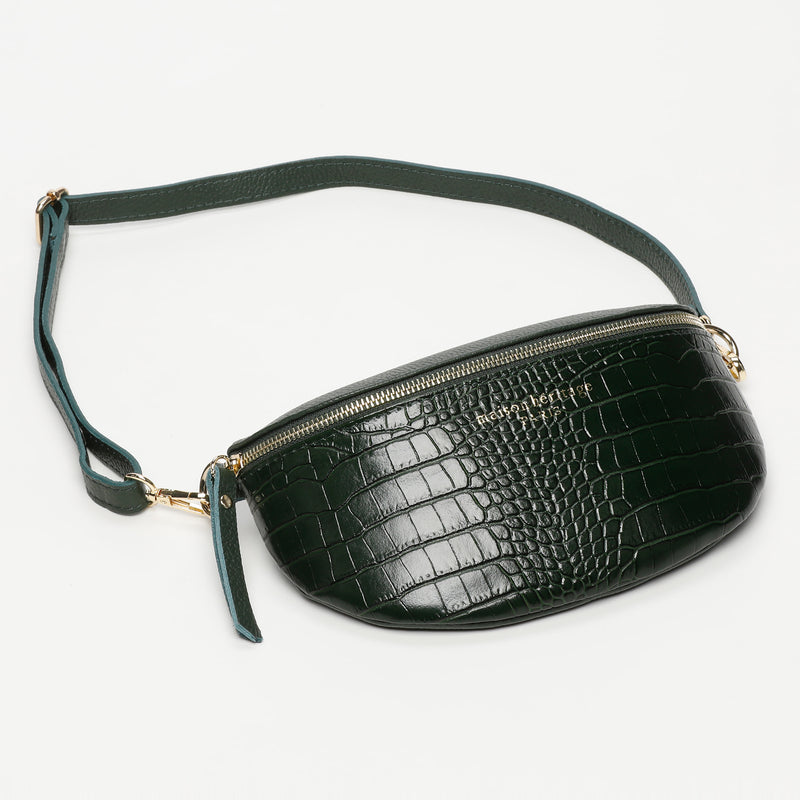 Sac Banane Kimi Croco - Vert Bouteille