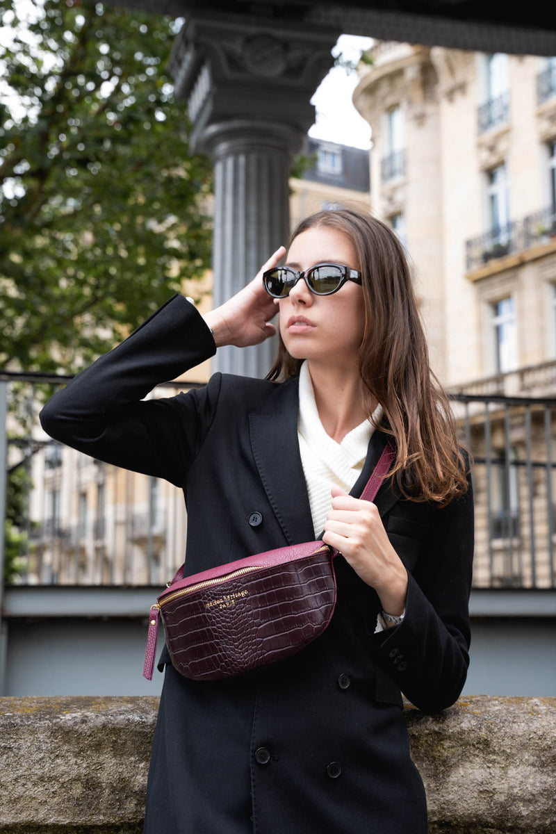 Sac Banane Kimi Croco - Bordeaux