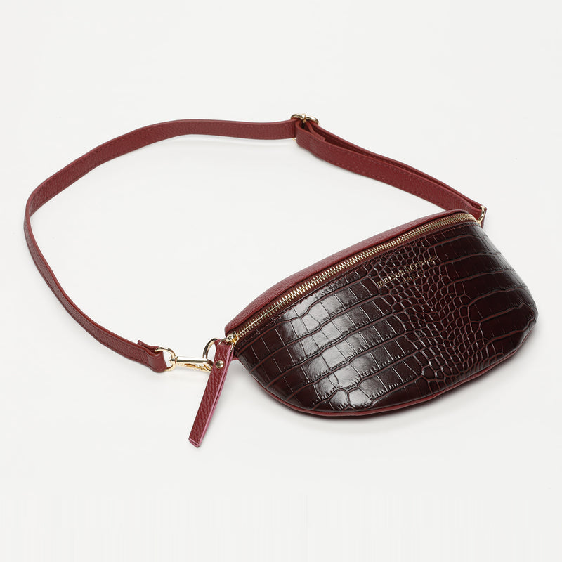 Sac Banane Kimi Croco - Bordeaux