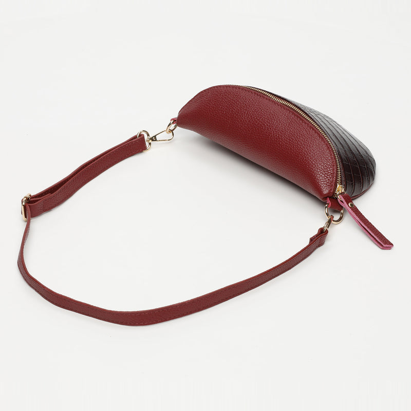 Sac Banane Kimi Croco - Bordeaux