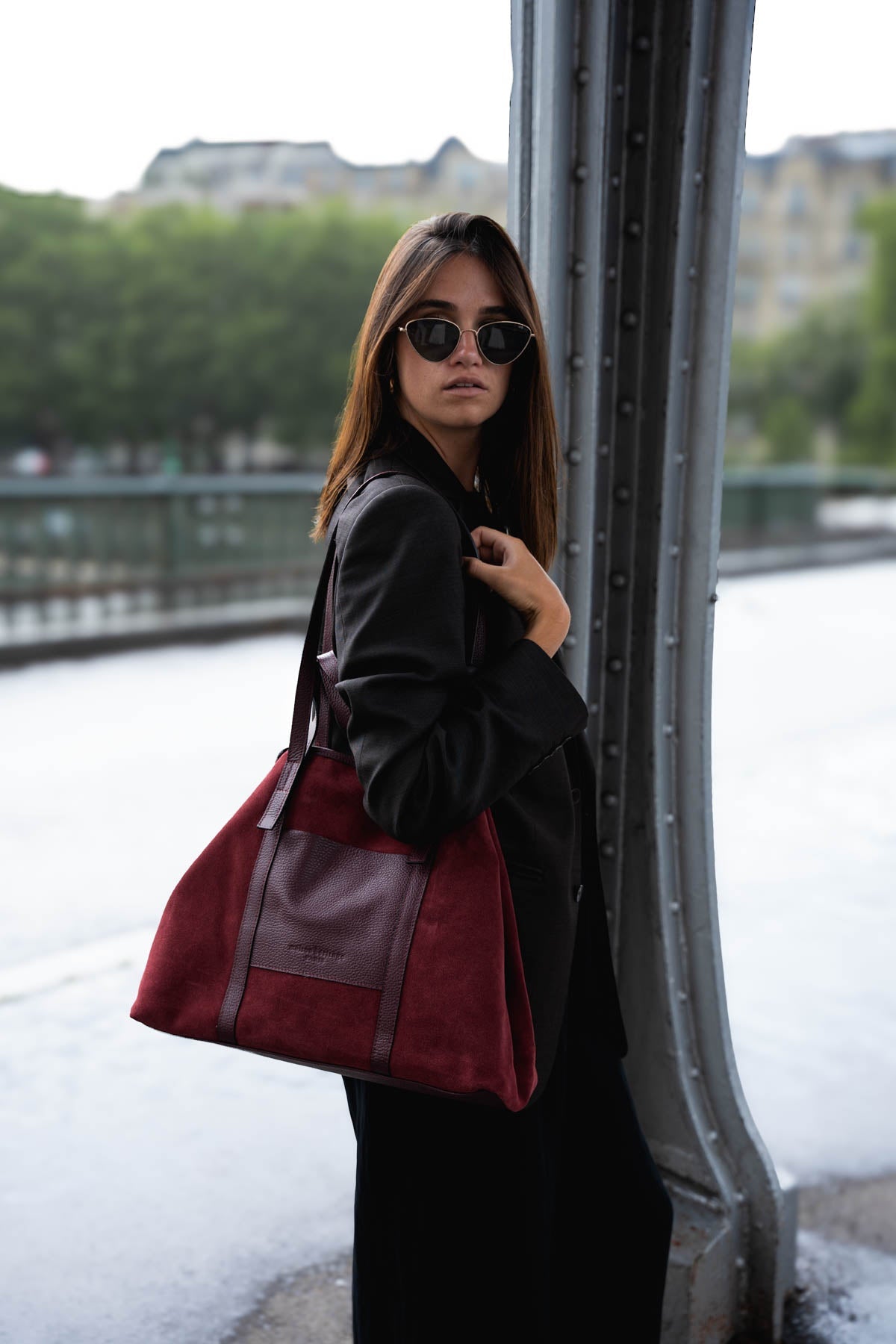 Bolso Tote Malta Suede - Burdeos