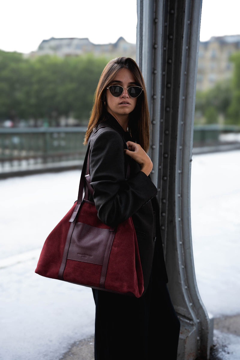 Sac Cabas Malta Suede - Bordeaux