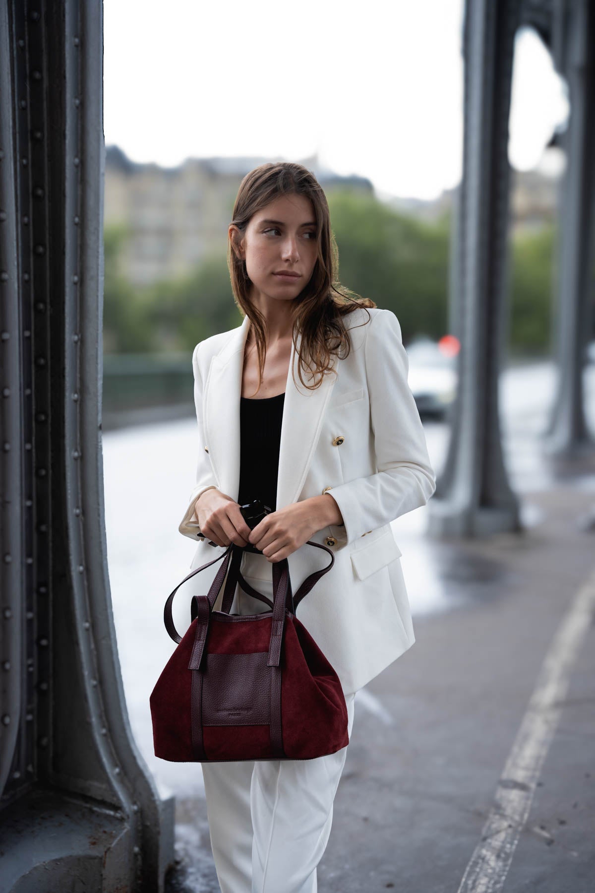 Sac Cabas Mini Malta Suede - Bordeaux