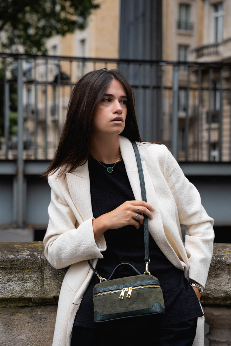 Sac Bandouliere Simos Suede - Vert Bouteille