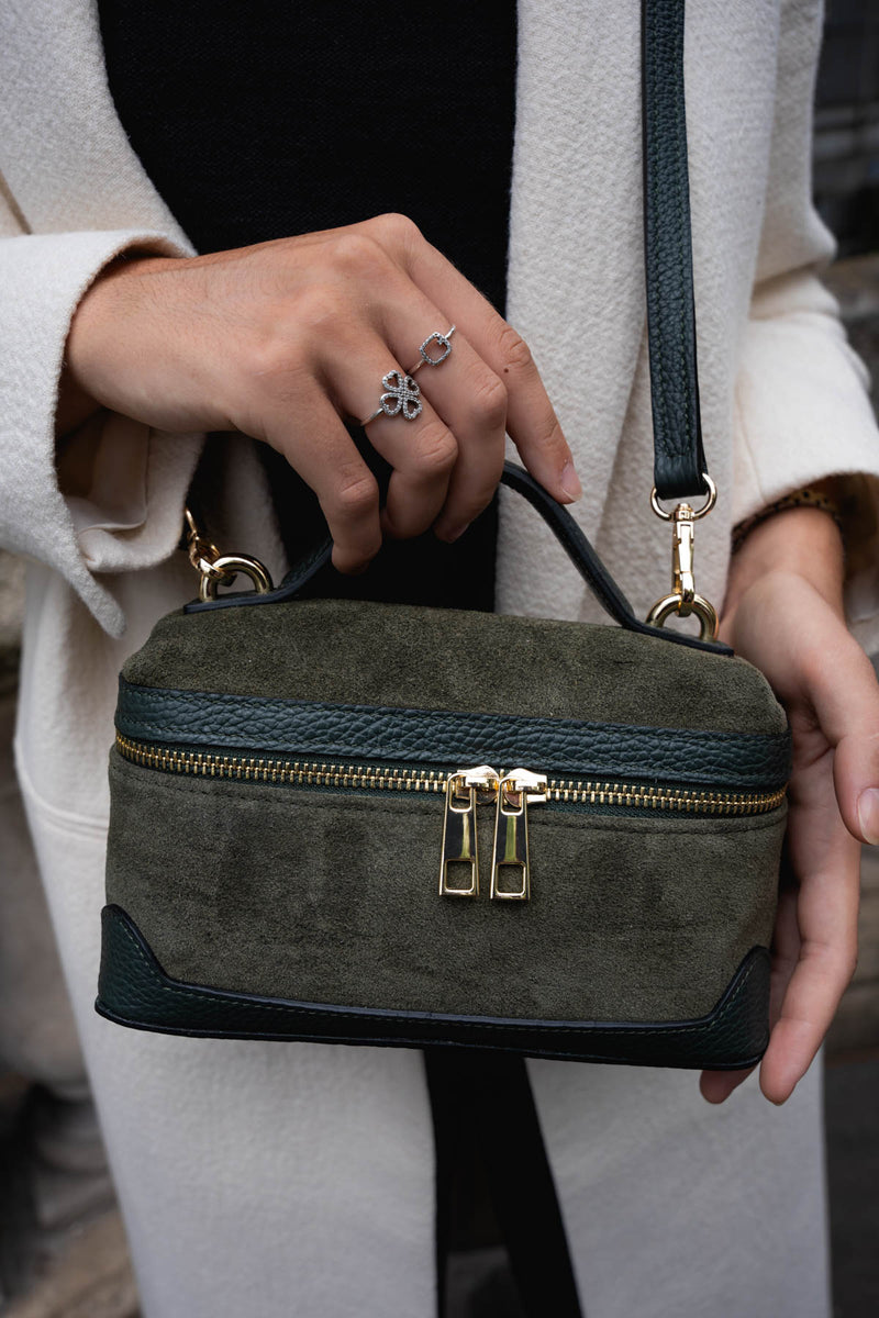 Sac Bandouliere Simos Suede - Vert Bouteille