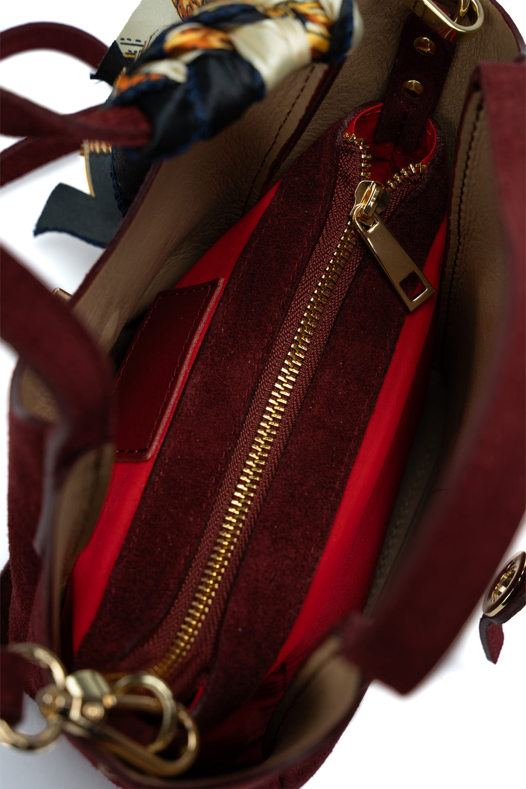 Sac À Main Aube Suede - Bordeau