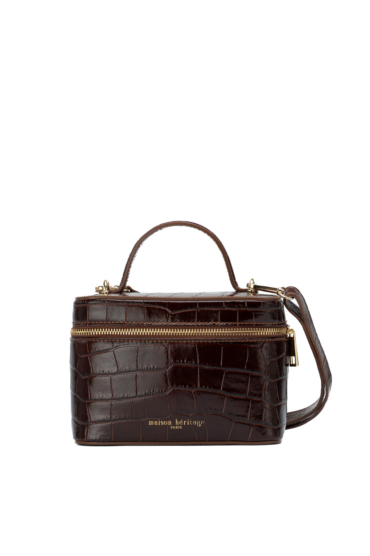 Bora Croc Crossbody Bag - Brown