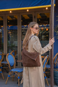 Bolso de hombro Bruma de ante - Marrón