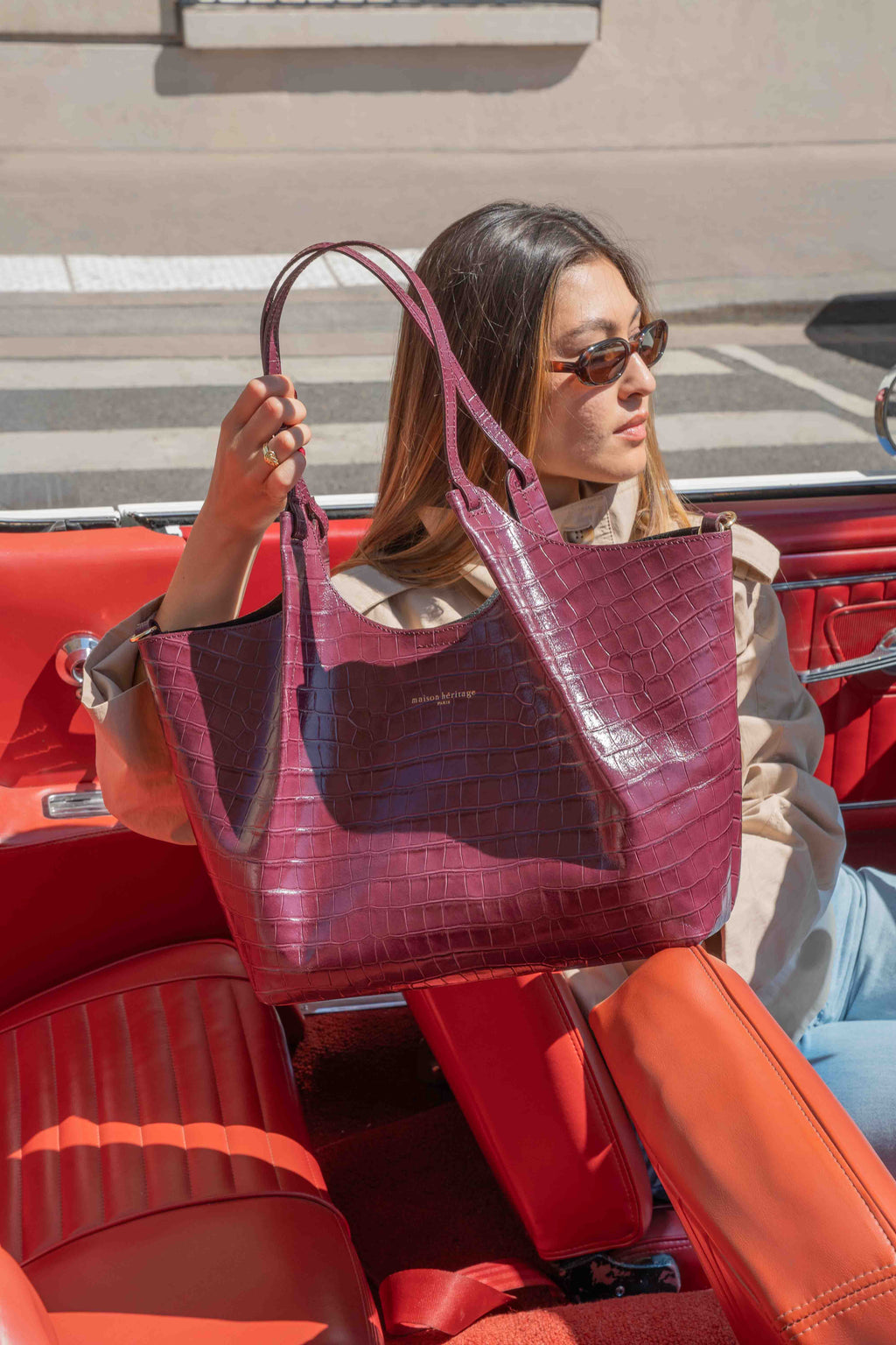 Sac Porté-Épaule Ceto Croco - Marron