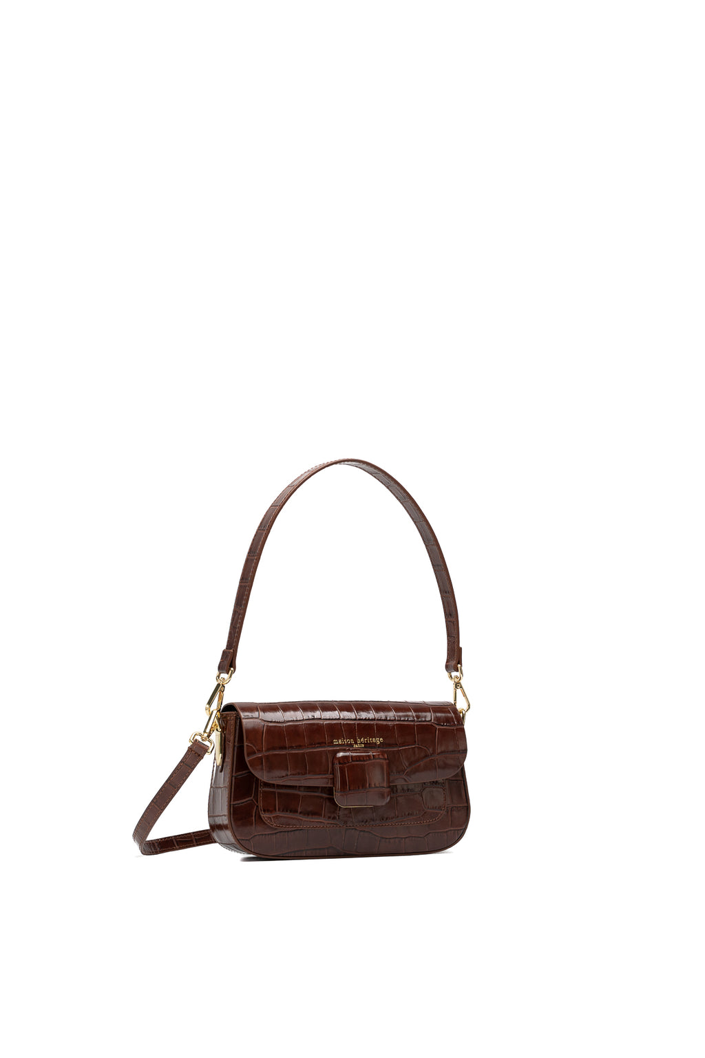 Sac À Bandoulière Davina Croco - Marron