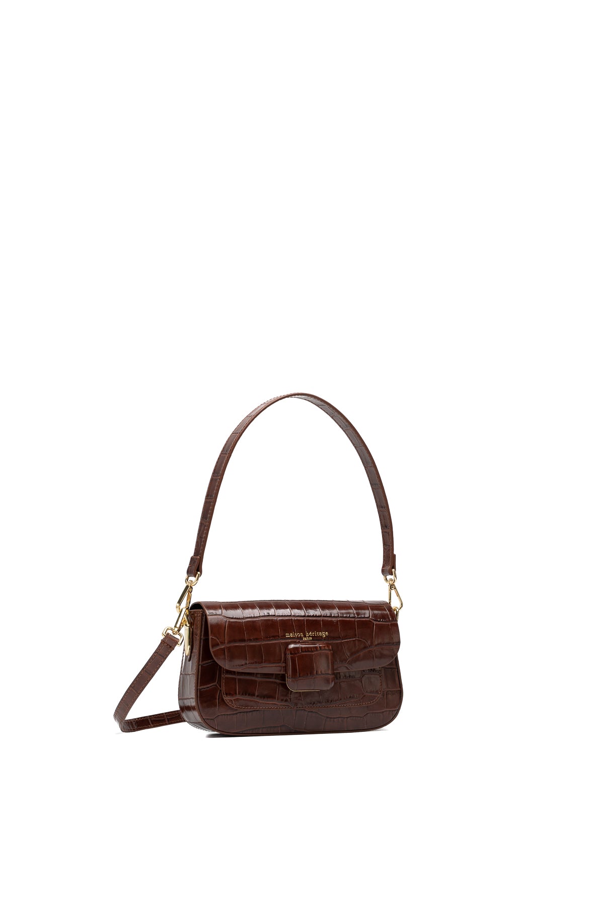 Sac À Bandoulière Davina Croco - Marron