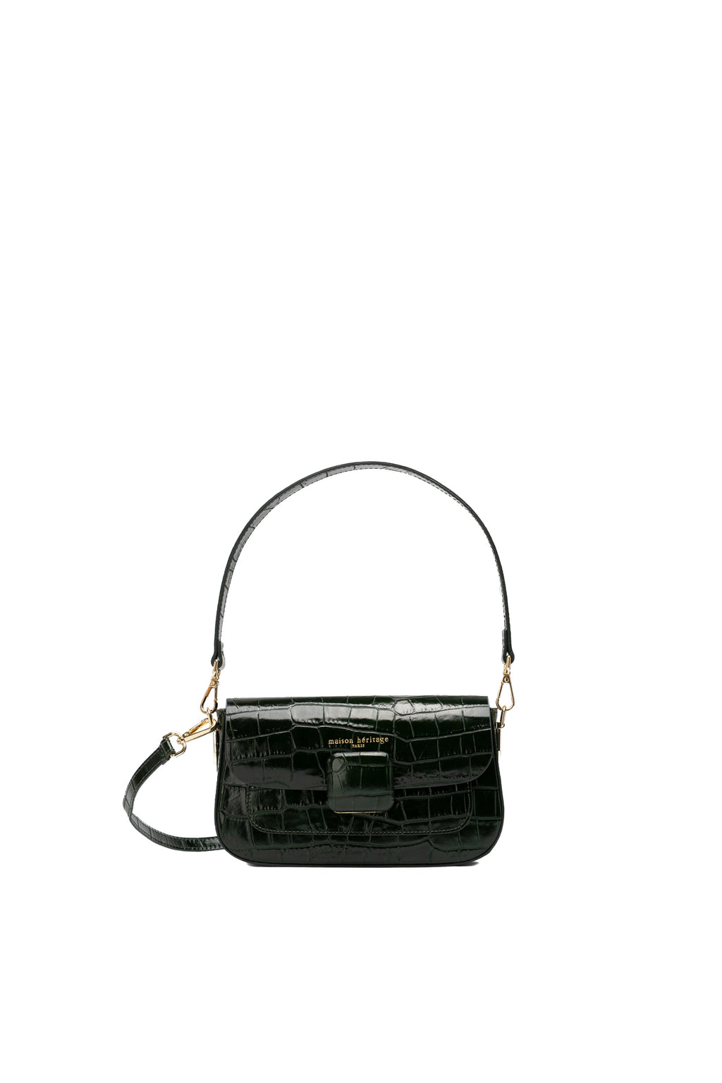 Davina Croc Crossbody Bag - Bottle Green