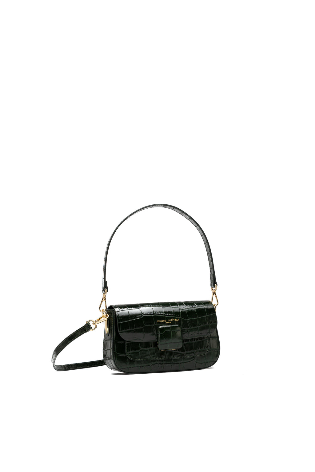 Davina Croc Crossbody Bag - Bottle Green