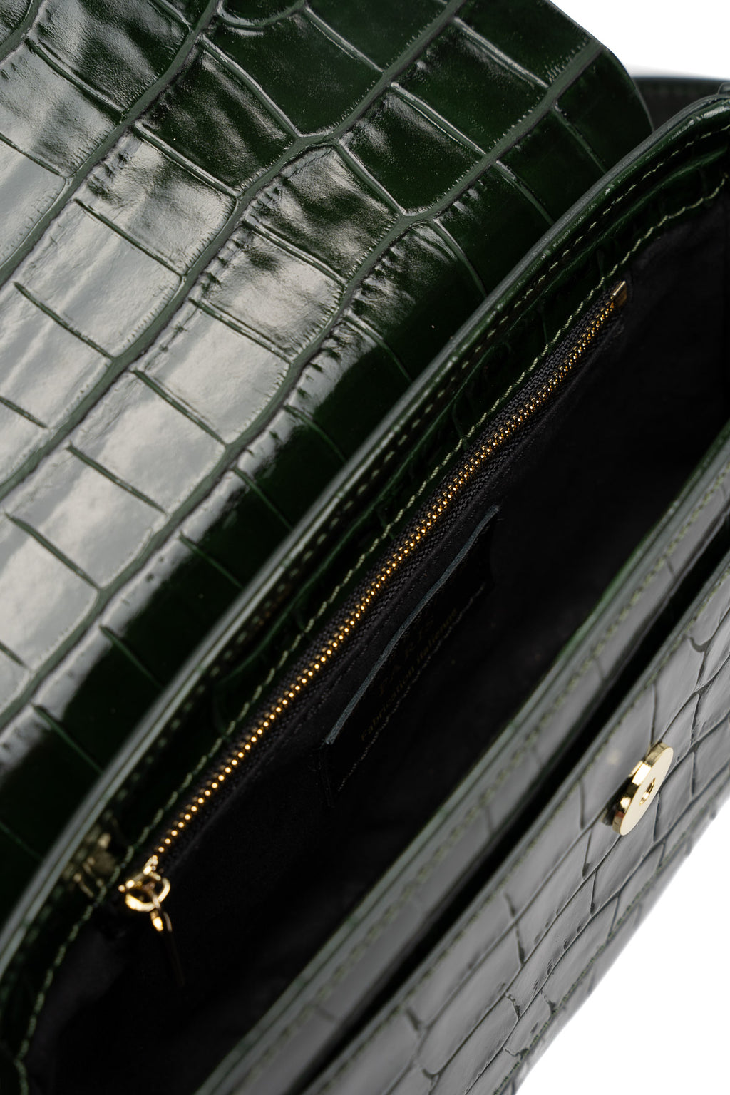 Davina Croc Crossbody Bag - Bottle Green
