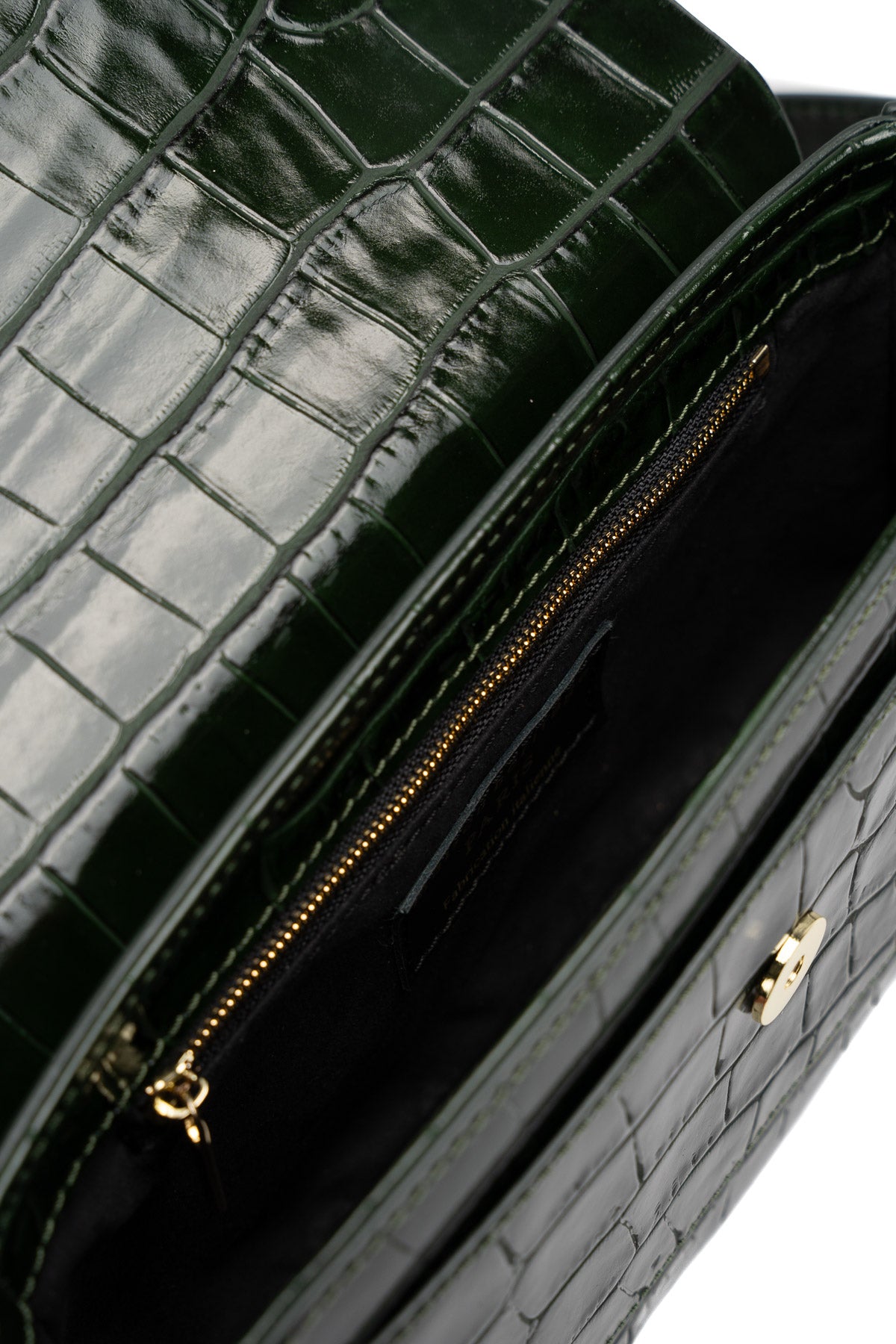 Davina Croc Crossbody Bag - Bottle Green